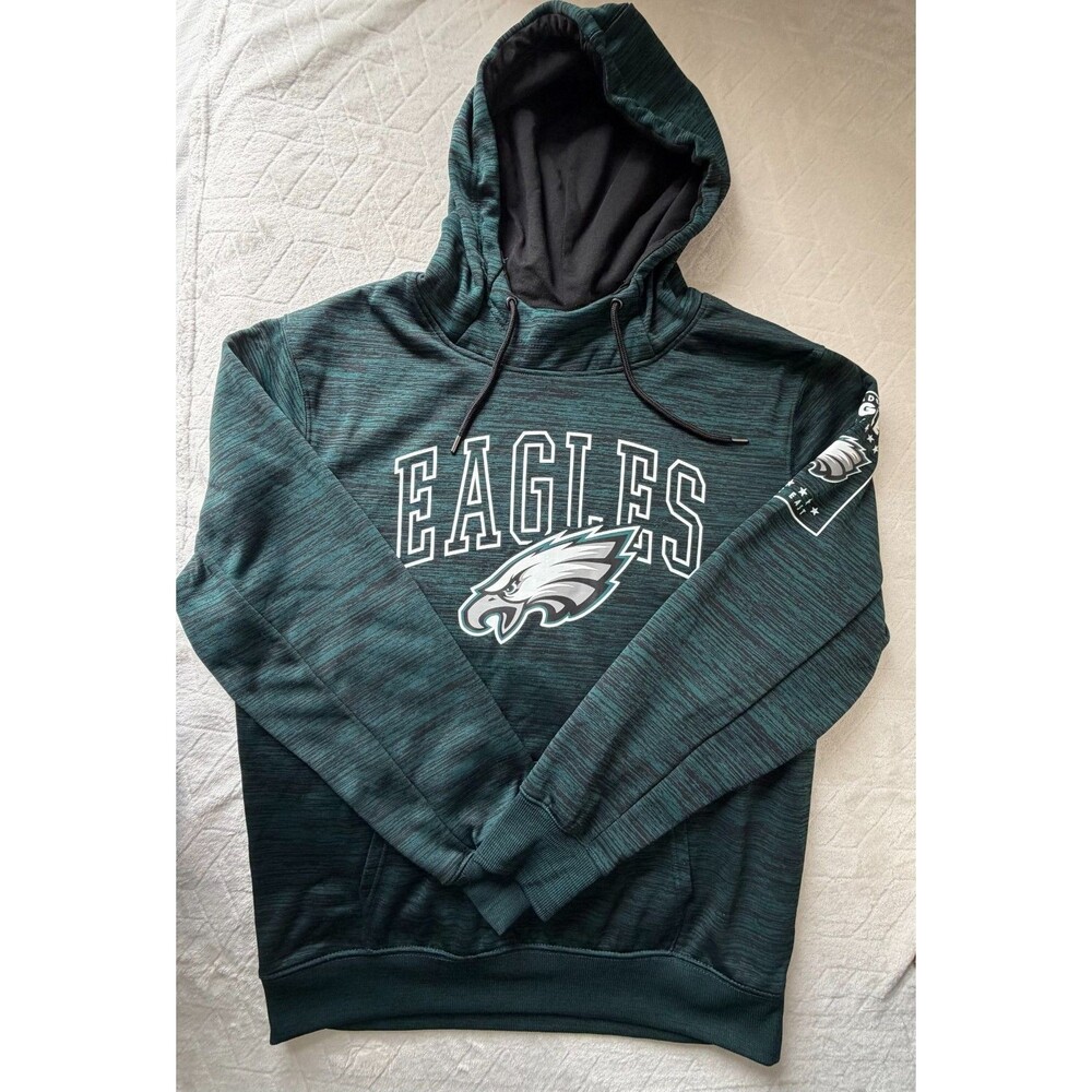Philadelphia Eagles Hoodie Mens L NFL Team Apparel Green Black Pullover Sweatshi